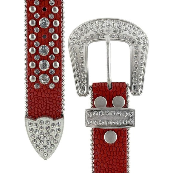 Women\'s  Rhinestone Fashion Western Cowgirl Bling Studded Design Leather Belt main image 6